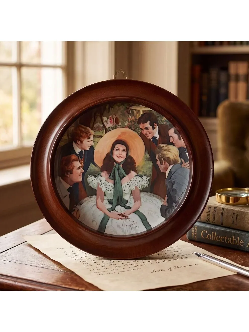 Vtg 1988 Gone With The Wind Scarlett & Her Suitors Plate W.S. George Framed 10